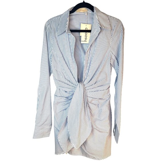 NWT Choosy Size 6 Blue & White Striped Twist Front Shirt Dress - Picture 9 of 11